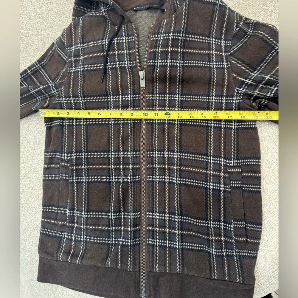Marc by Marc Jacobs Plaid Zip-Up Hoodie Jacket – Brown & Navy - Picture 6 of 10